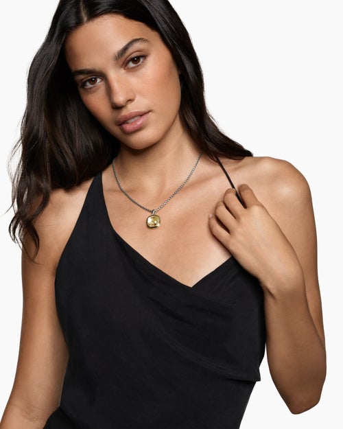 Womens Albion® Pendant in Sterling Silver with 18K Yellow Gold and Champagne Citrine, 15mm