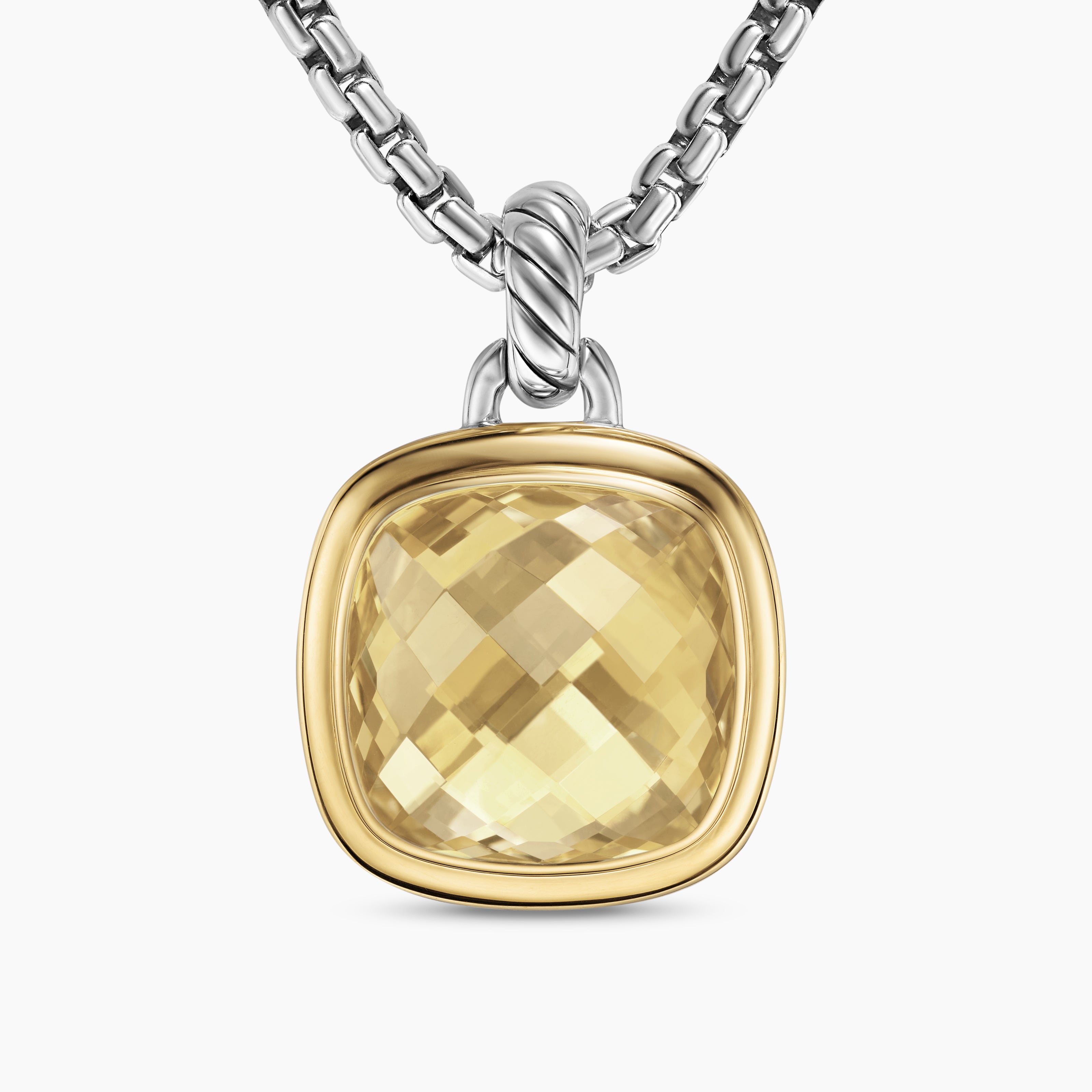 Womens Albion&reg; Pendant in Sterling Silver with 18K Yellow Gold and Champagne Citrine, 15mm