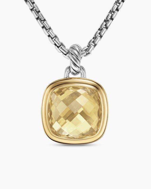 Womens Albion® Pendant in Sterling Silver with 18K Yellow Gold and Champagne Citrine, 15mm