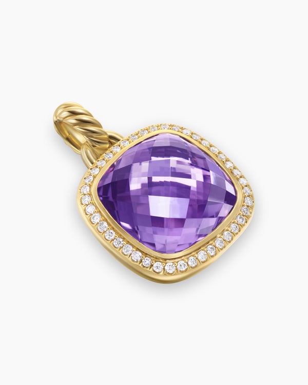 Albion® Pendant in 18K Yellow Gold with Amethyst and Diamonds, 15mm