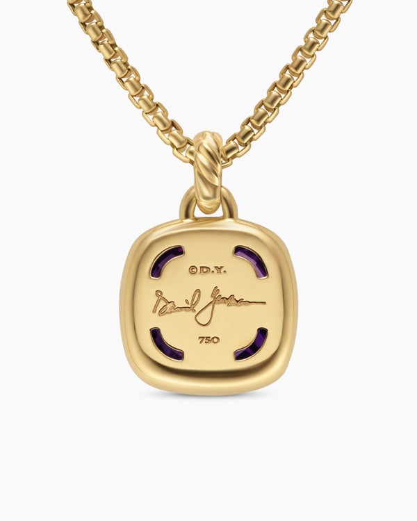 Albion® Pendant in 18K Yellow Gold with Amethyst and Diamonds, 15mm