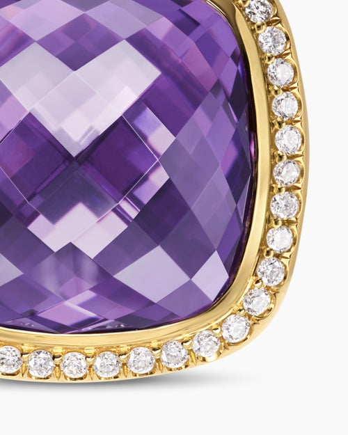 Womens Albion® Pendant in 18K Yellow Gold with Amethyst and Diamonds, 15mm