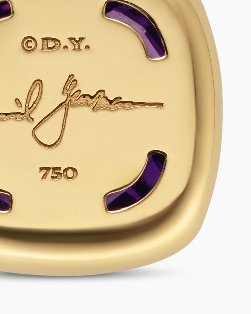 Womens Albion® Pendant in 18K Yellow Gold with Amethyst and Diamonds, 15mm