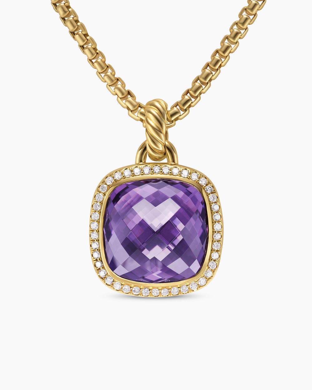 Womens Albion® Pendant in 18K Yellow Gold with Amethyst and Diamonds, 15mm
