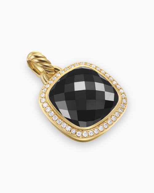 Womens Albion® Pendant in 18K Yellow Gold with Black Onyx and Diamonds, 15mm