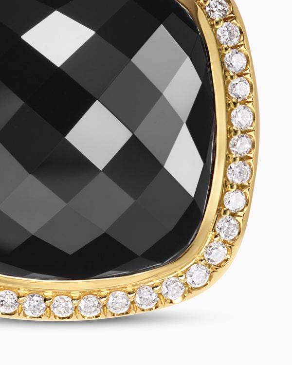 Albion® Pendant in 18K Yellow Gold with Black Onyx and Diamonds, 15mm