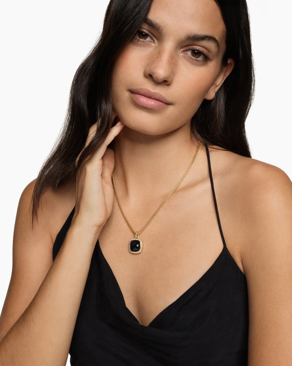 Albion® Pendant in 18K Yellow Gold with Amethyst and Diamonds, 15mm