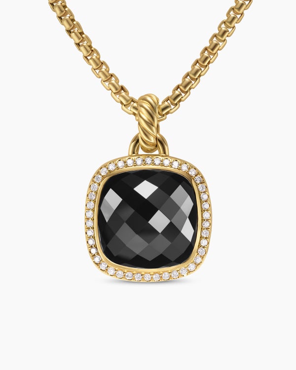 Albion® Pendant in 18K Yellow Gold with Black Onyx and Diamonds, 15mm