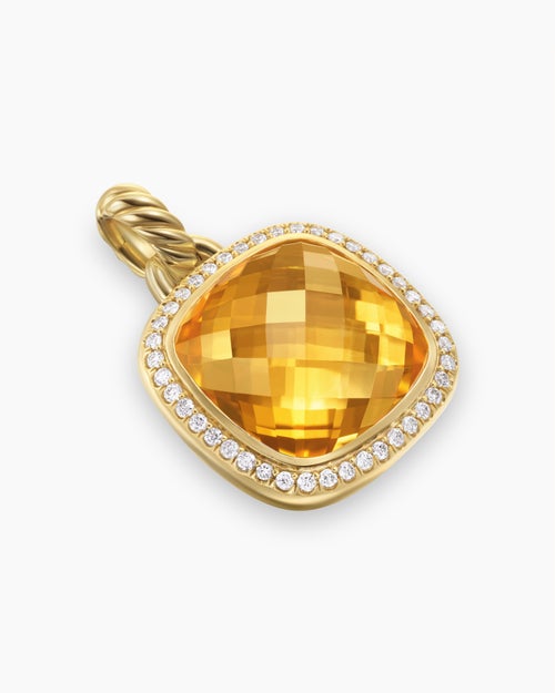 Womens Albion® Pendant in 18K Yellow Gold with Citrine and Diamonds, 15mm