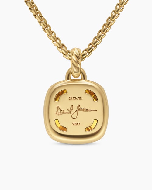 Womens Albion® Pendant in 18K Yellow Gold with Citrine and Diamonds, 15mm