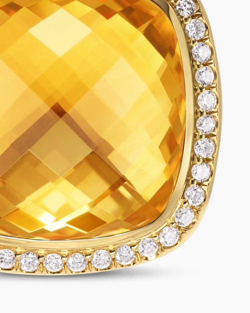 Womens Albion® Pendant in 18K Yellow Gold with Citrine and Diamonds, 15mm