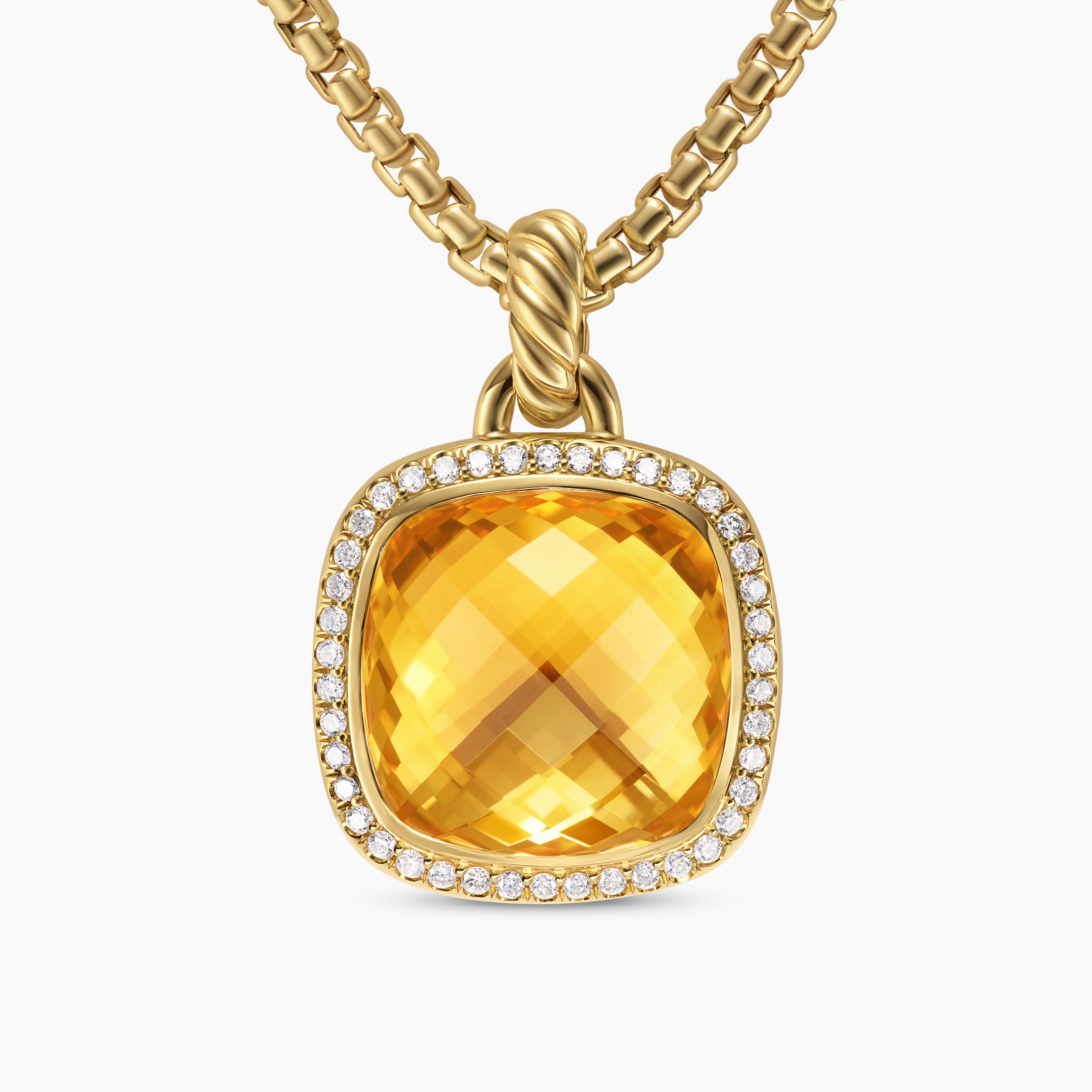 Womens Albion&reg; Pendant in 18K Yellow Gold with Citrine and Diamonds, 15mm
