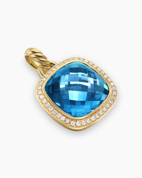 Womens Albion® Pendant in 18K Yellow Gold with Hampton Blue Topaz and Diamonds, 15mm
