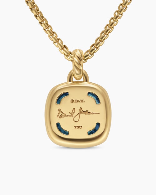 Womens Albion® Pendant in 18K Yellow Gold with Hampton Blue Topaz and Diamonds, 15mm