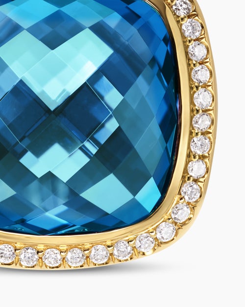 Womens Albion® Pendant in 18K Yellow Gold with Hampton Blue Topaz and Diamonds, 15mm