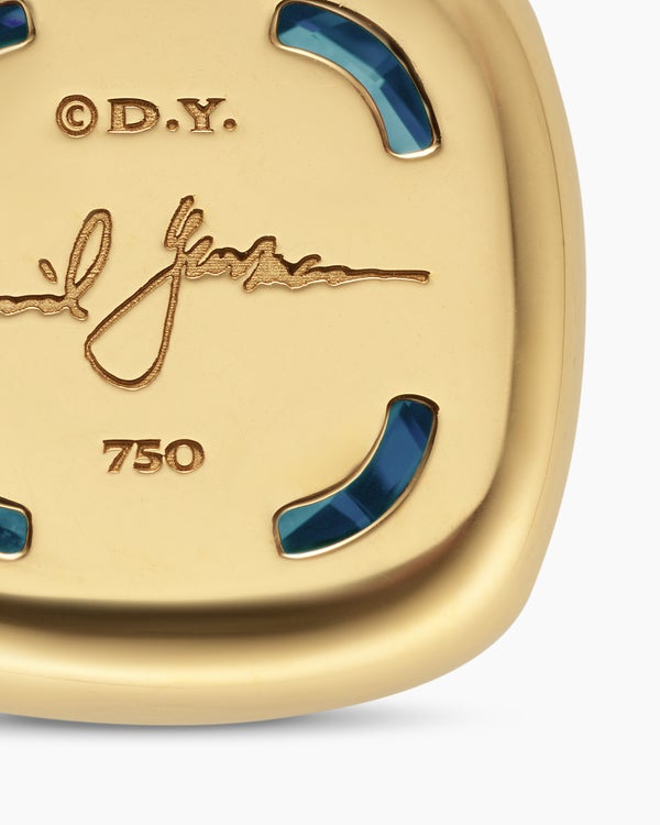 Albion® Pendant in 18K Yellow Gold with Hampton Blue Topaz and Diamonds, 15mm