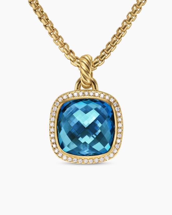 Albion® Pendant in 18K Yellow Gold with Hampton Blue Topaz and Diamonds, 15mm