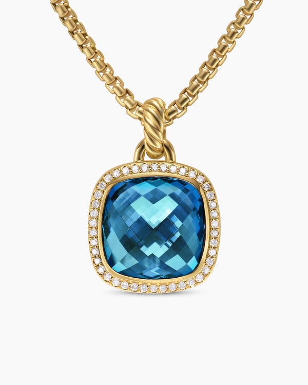Albion® Pendant in 18K Yellow Gold with Hampton Blue Topaz and Diamonds, 15mm