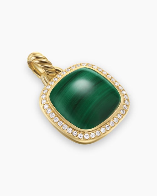 Womens Albion® Pendant in 18K Yellow Gold with Malachite and Diamonds, 15mm