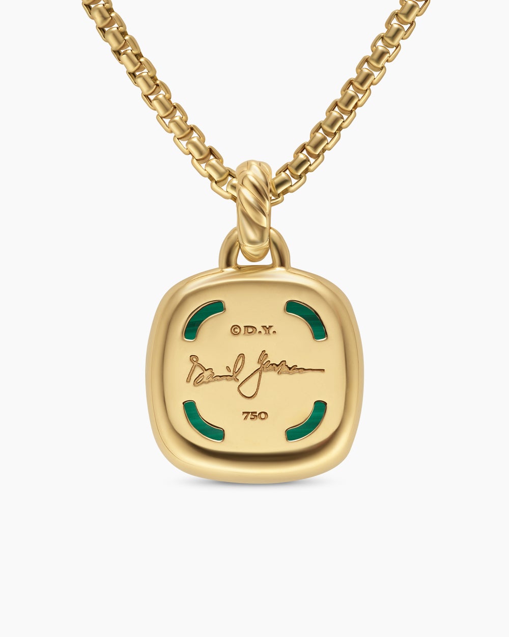 Womens Albion® Pendant in 18K Yellow Gold with Malachite and Diamonds, 15mm