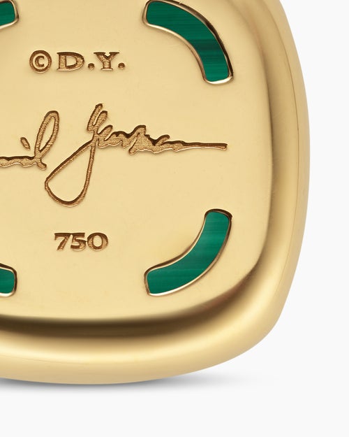 Womens Albion® Pendant in 18K Yellow Gold with Malachite and Diamonds, 15mm