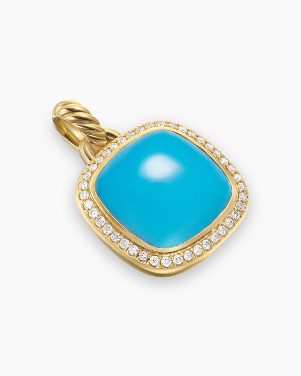 Albion® Pendant in 18K Yellow Gold with Turquoise and Diamonds, 15mm
