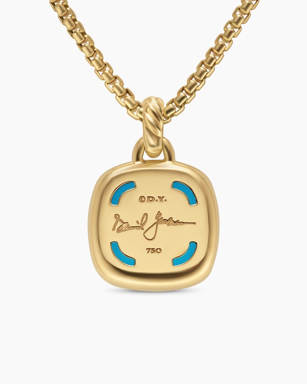 Albion® Pendant in 18K Yellow Gold with Turquoise and Diamonds, 15mm