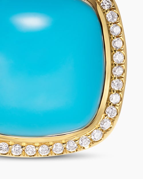 Womens Albion® Pendant in 18K Yellow Gold with Turquoise and Diamonds, 15mm