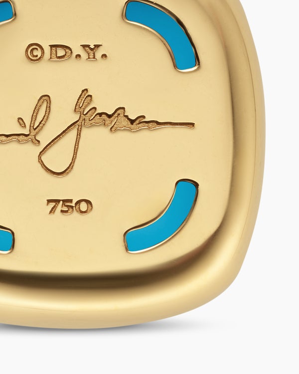 Albion® Pendant in 18K Yellow Gold with Turquoise and Diamonds, 15mm