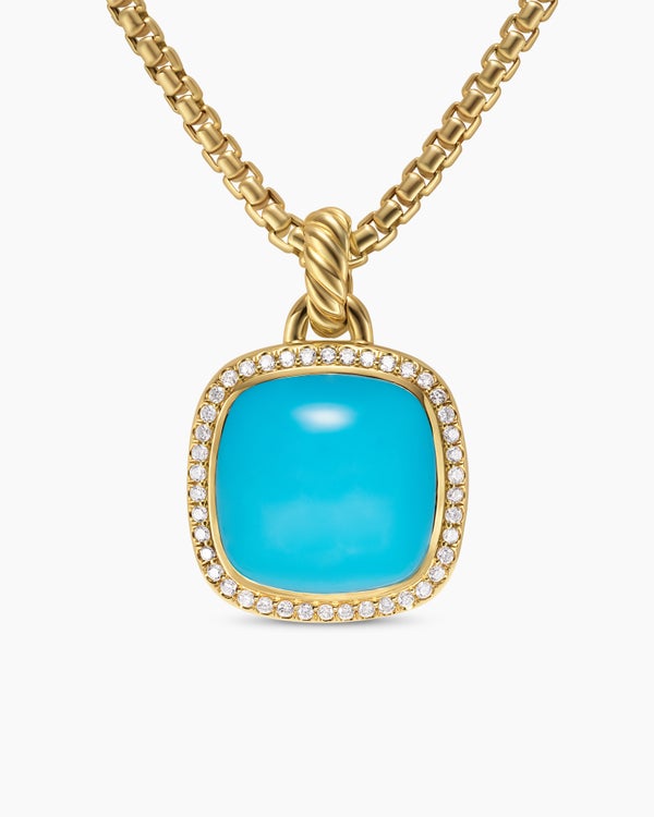 Albion® Pendant in 18K Yellow Gold with Turquoise and Diamonds, 15mm