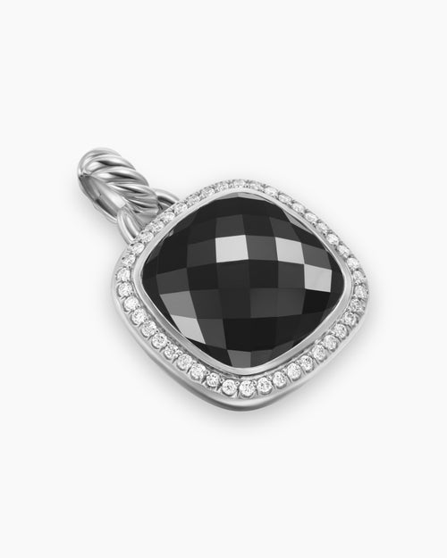 Womens Albion® Pendant in Sterling Silver with Black Onyx and Diamonds, 15mm