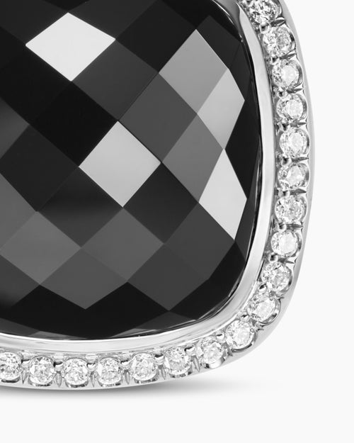 Womens Albion® Pendant in Sterling Silver with Black Onyx and Diamonds, 15mm