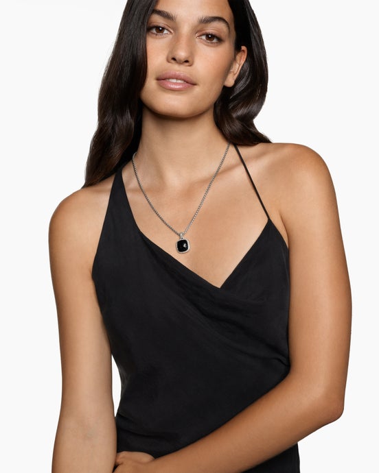 Albion® Pendant in Sterling Silver with Black Onyx and Diamonds, 15mm