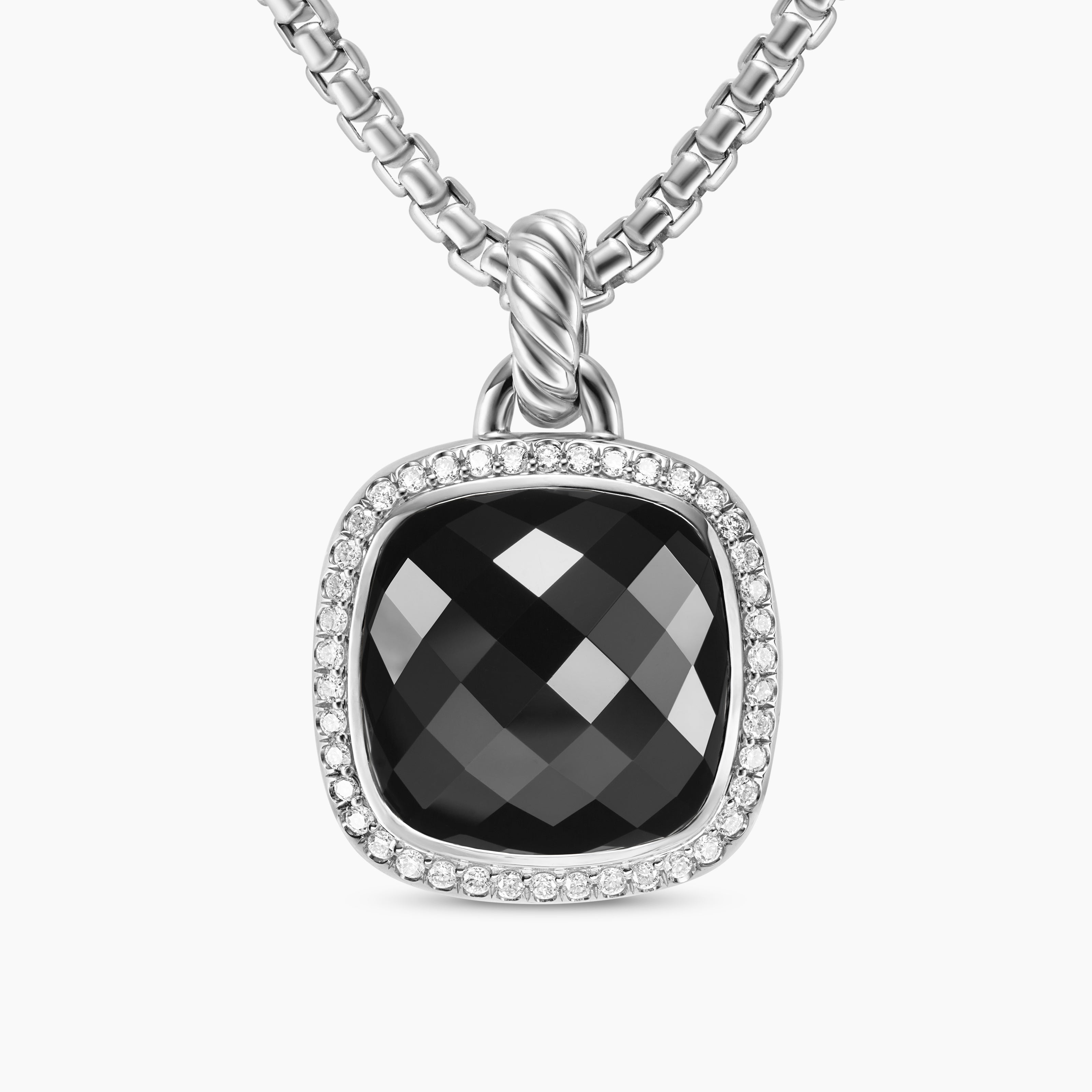 Womens Albion&reg; Pendant in Sterling Silver with Black Onyx and Diamonds, 15mm