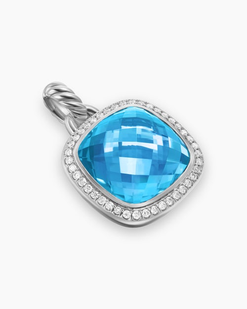 Womens Albion® Pendant in Sterling Silver with Blue Topaz and Diamonds, 15mm