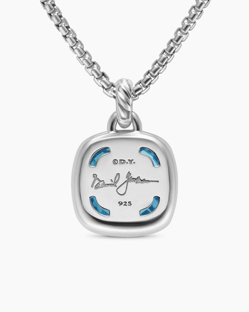 Womens Albion® Pendant in Sterling Silver with Blue Topaz and Diamonds, 15mm