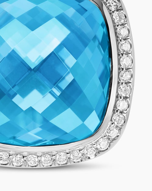 Womens Albion® Pendant in Sterling Silver with Blue Topaz and Diamonds, 15mm