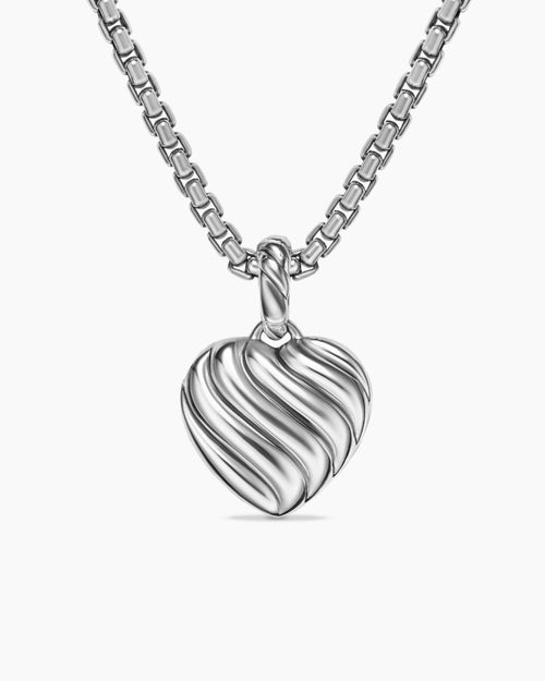 Womens Heart Amulet in Sterling Silver and 18K Yellow Gold with Pink Opal, 17mm