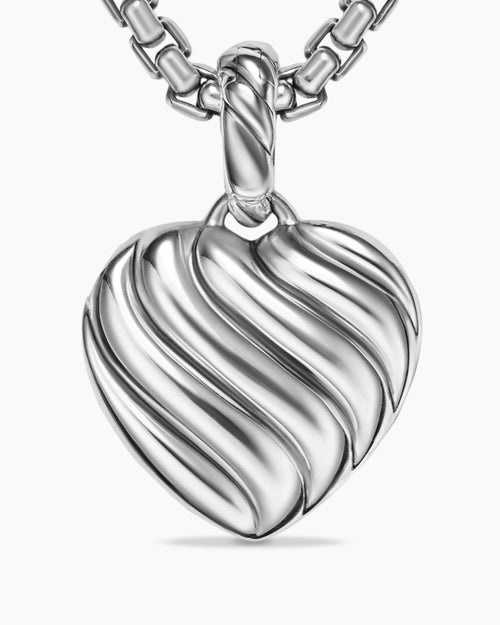 Womens Heart Amulet in Sterling Silver and 18K Yellow Gold with Pink Opal, 17mm