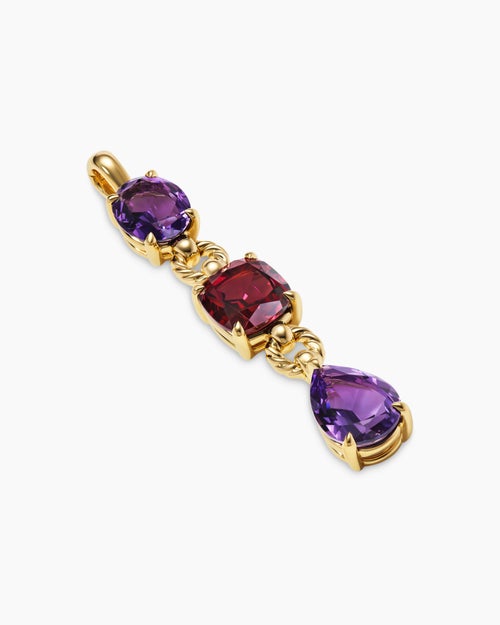 Womens Marbella Y Pendant in 18K Yellow Gold with Amethyst and Rhodolite Garnet, 57.8mm