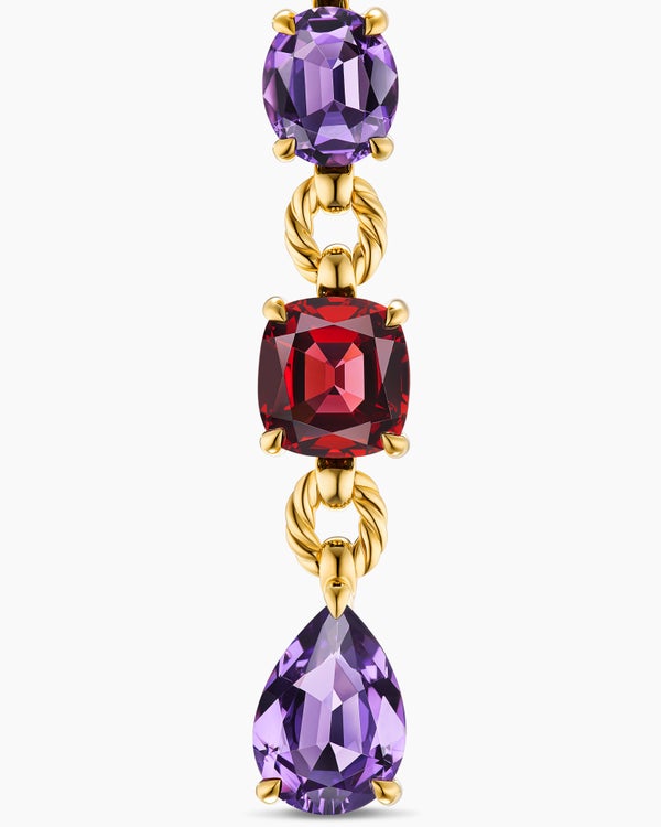 Marbella Y Pendant in 18K Yellow Gold with Amethyst and Rhodolite Garnet, 57.8mm