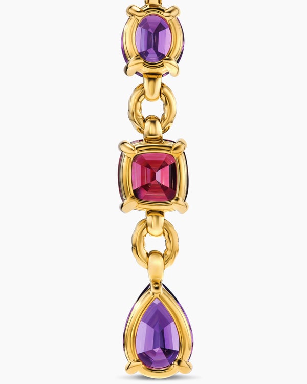 Marbella Y Pendant in 18K Yellow Gold with Amethyst and Rhodolite Garnet, 57.8mm