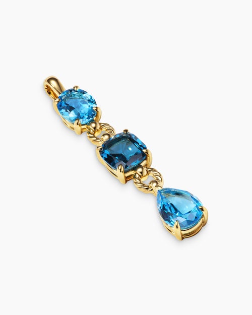 Womens Marbella Y Pendant in 18K Yellow Gold with Blue Topaz and Hampton Blue Topaz, 57.8mm