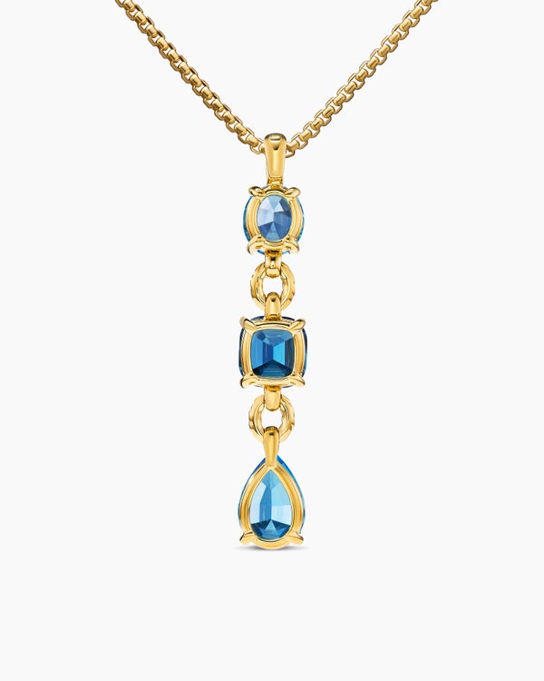 Marbella Y Pendant in 18K Yellow Gold with Blue Topaz and Hampton Blue Topaz, 57.8mm