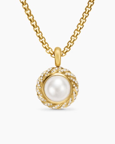Pearl Classics Cable Halo Amulet in 18K Yellow Gold with Diamonds, 18.8mm
