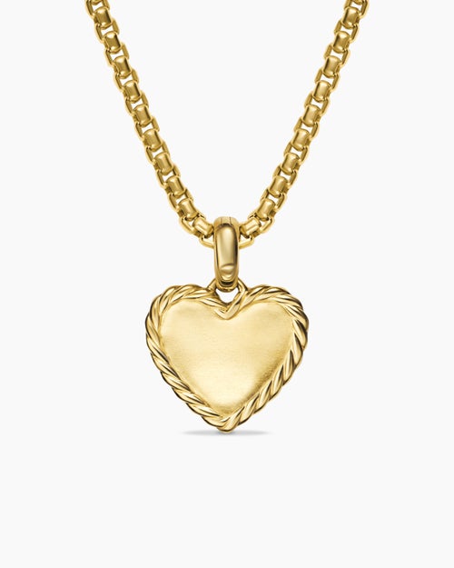 Womens Pavé Heart Amulet in 18K Yellow Gold with Diamonds, 15.6mm
