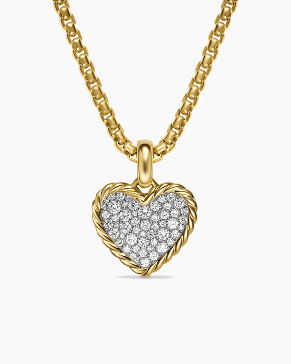Pavé Heart Amulet in 18K Yellow Gold with Diamonds, 15.6mm