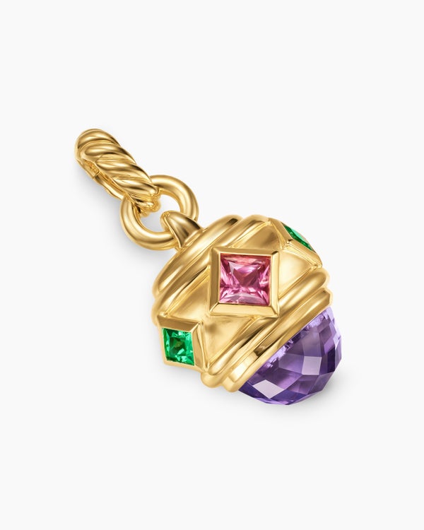 Amulette Renaissance® en or jaune 18 carats avec améthyste, tourmaline rose et tsavorites, 19,8 mm