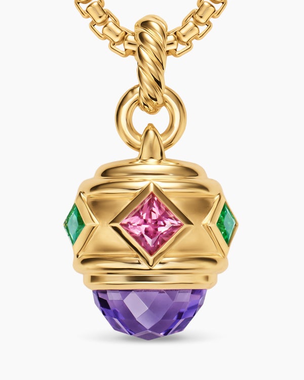 Amulette Renaissance® en or jaune 18 carats avec améthyste, tourmaline rose et tsavorites, 19,8 mm