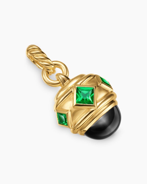 Renaissance® Amulet in 18K Yellow Gold with Black Onyx and Tsavorites, 19.8mm